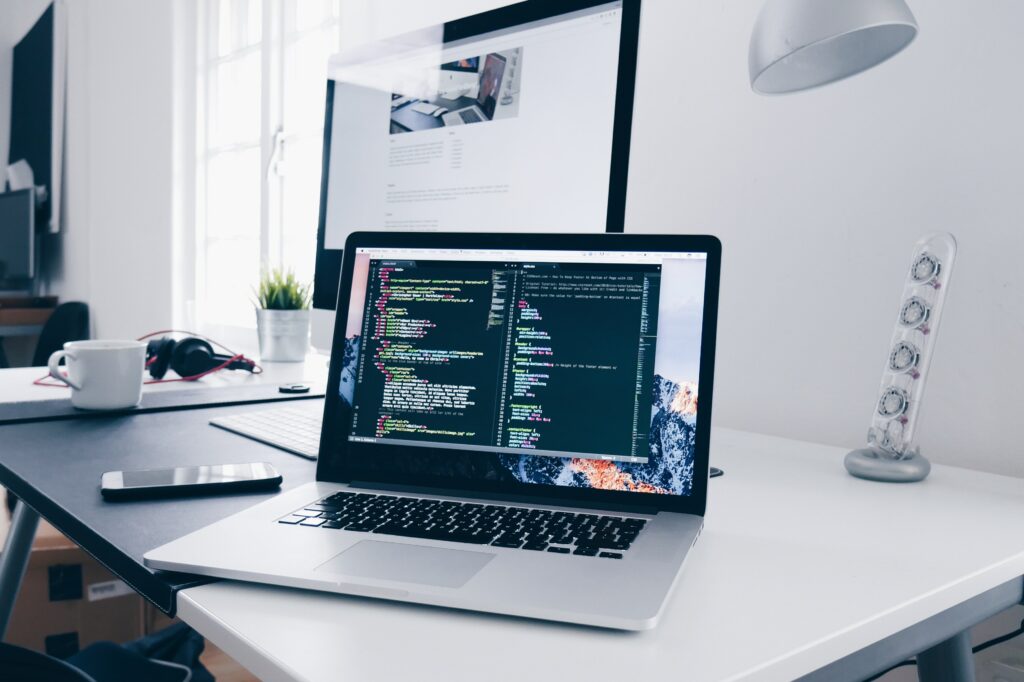 Computer laptop sitting on a desk